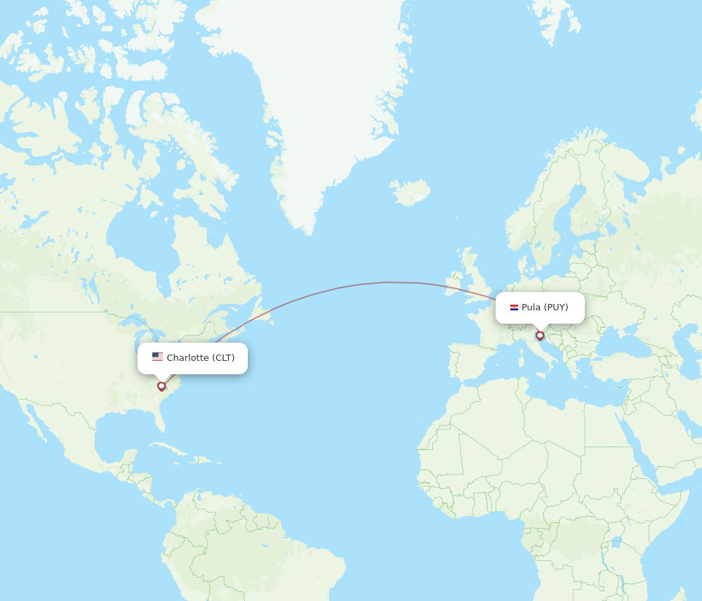 CLT-PUY flight routes