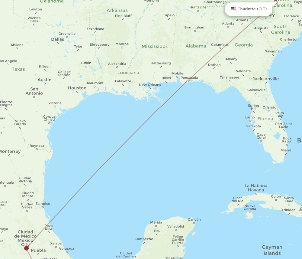 CLT-PXM flight routes