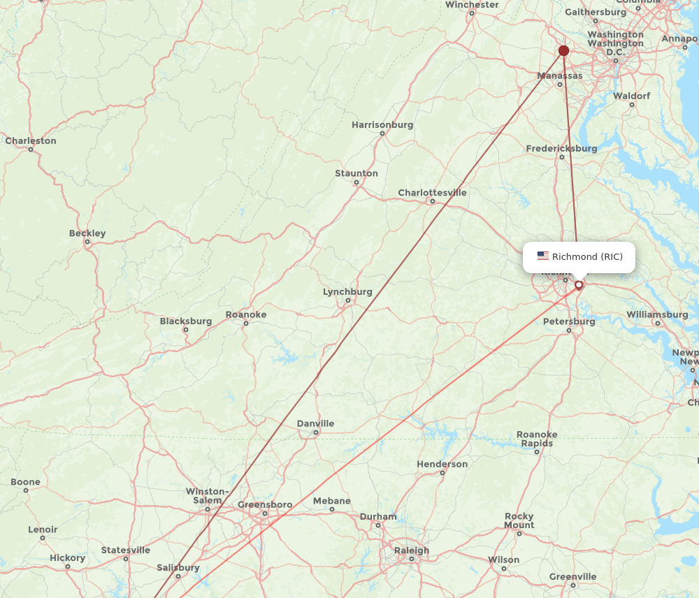 CLT-RIC flight routes