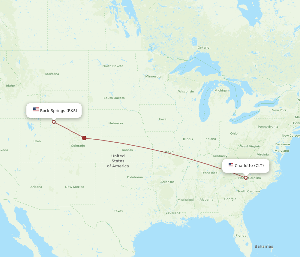 CLT-RKS flight routes