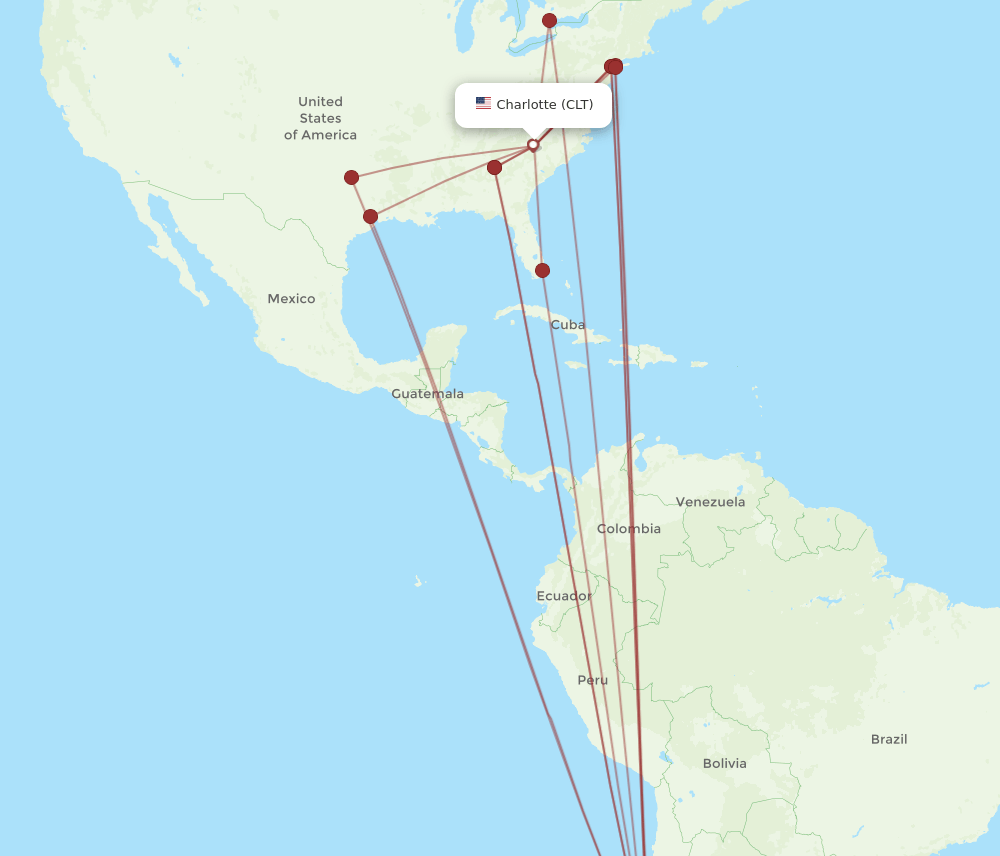 CLT-SCL flight routes