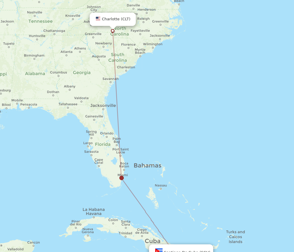 CLT-SCU flight routes