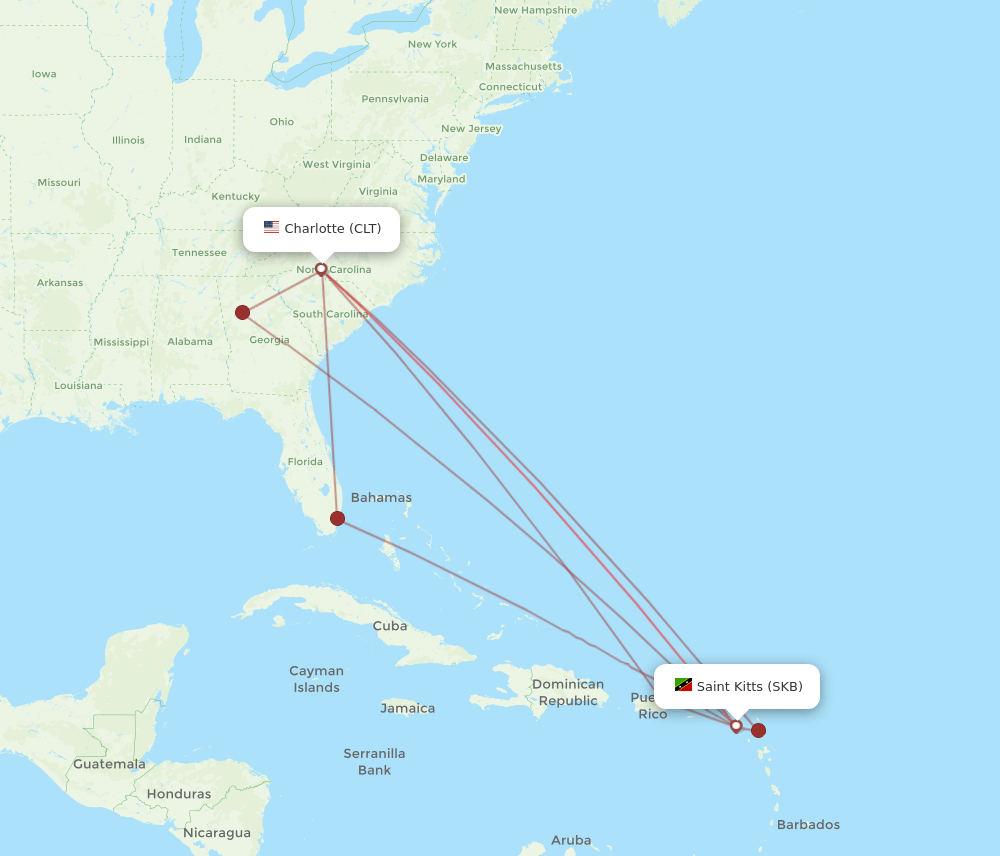 CLT-SKB flight routes