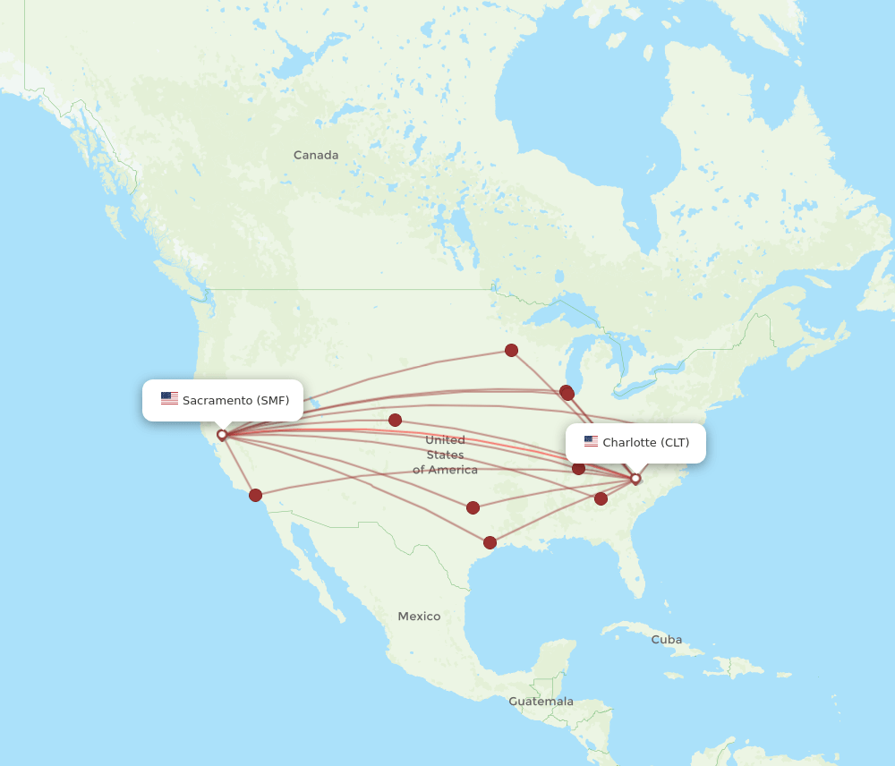 CLT-SMF flight routes