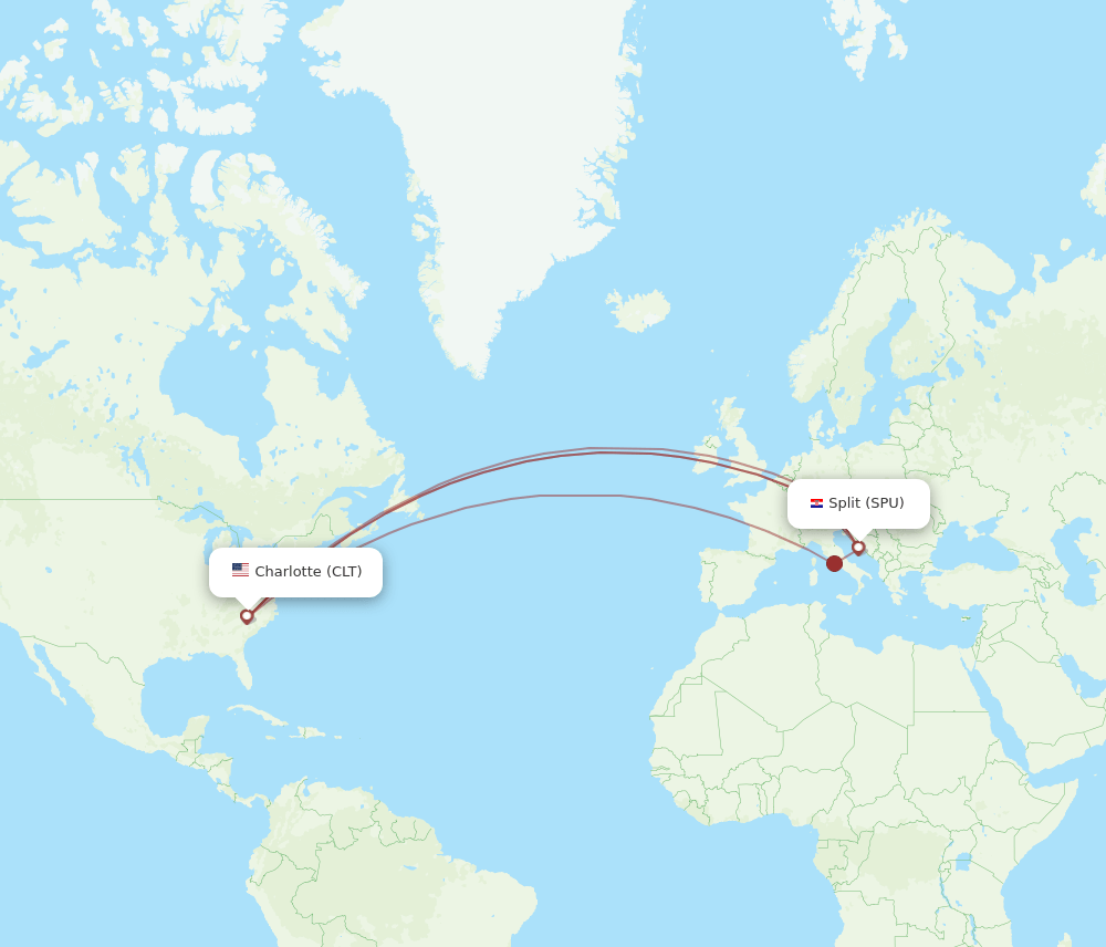 CLT to SPU flights and routes map