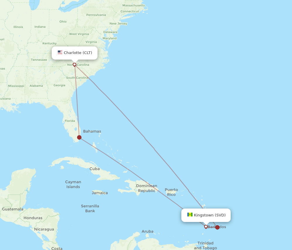 CLT-SVD flight routes