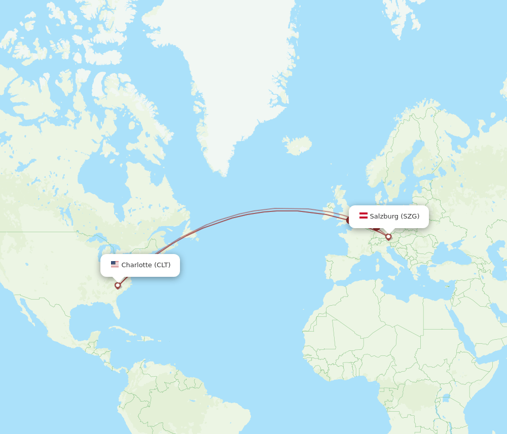 CLT-SZG flight routes
