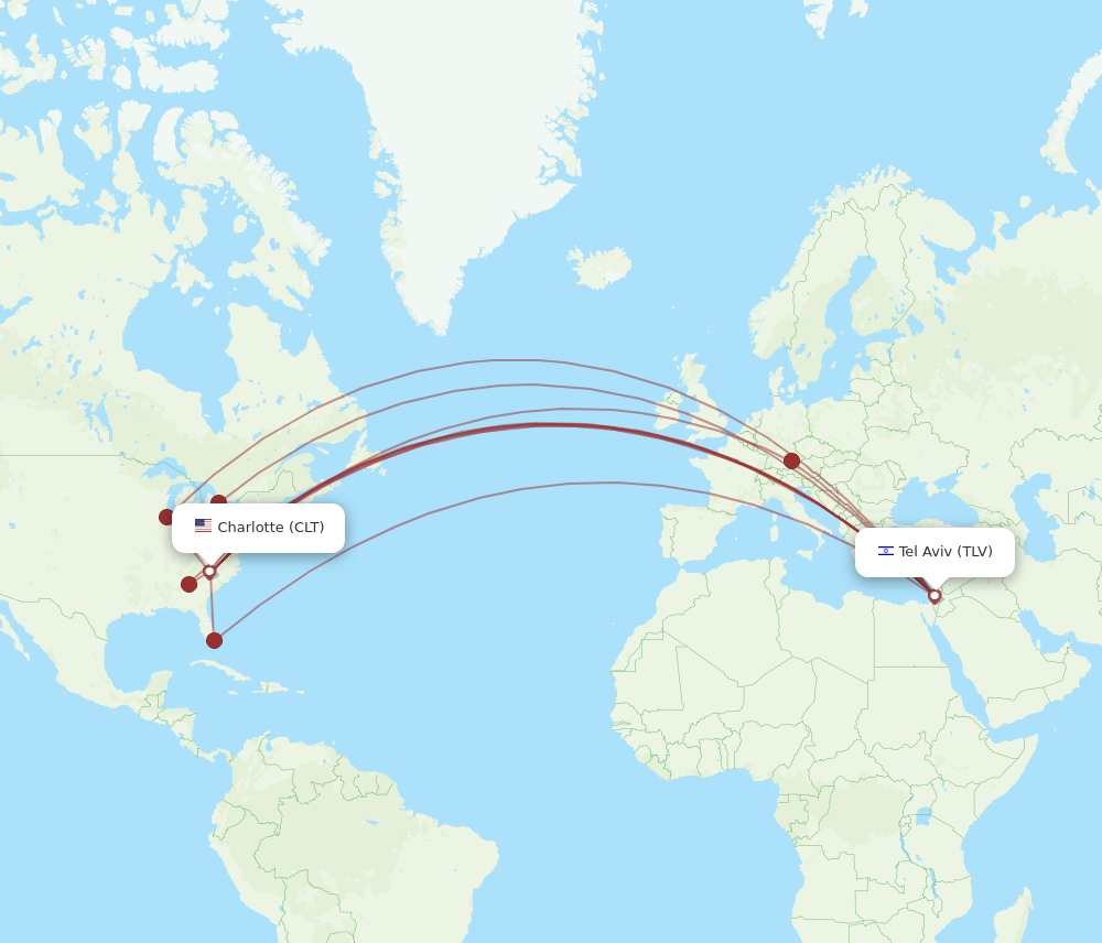 CLT-TLV flight routes