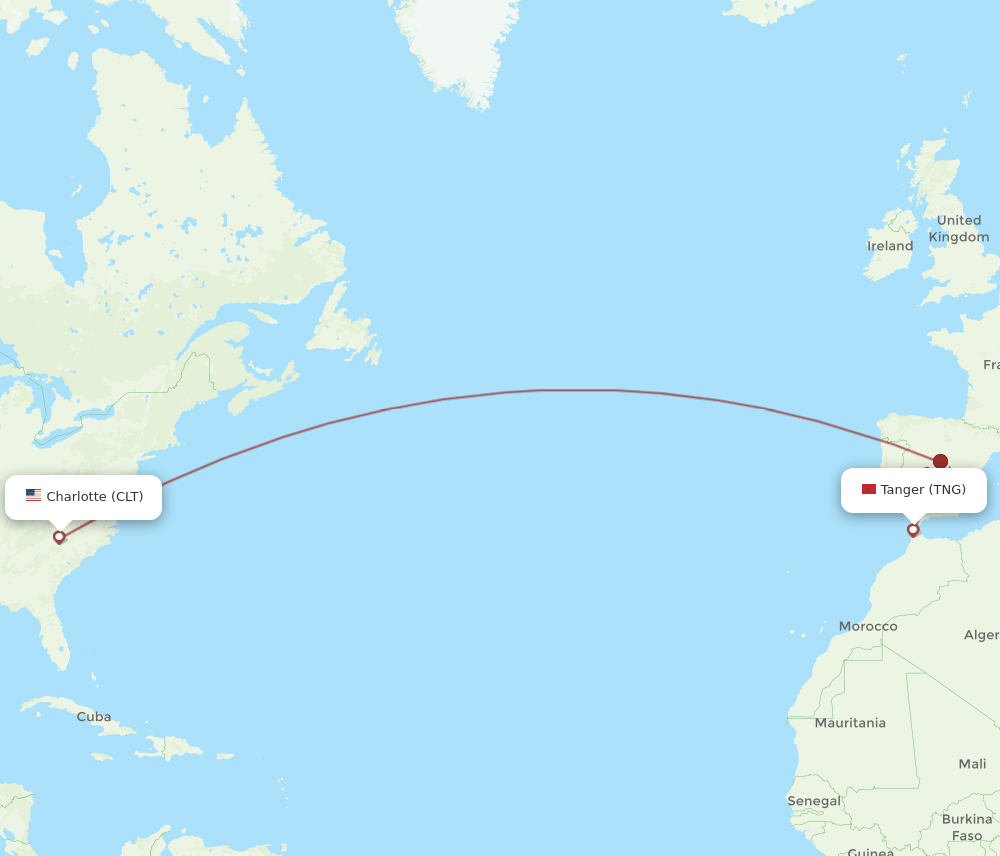 CLT-TNG flight routes