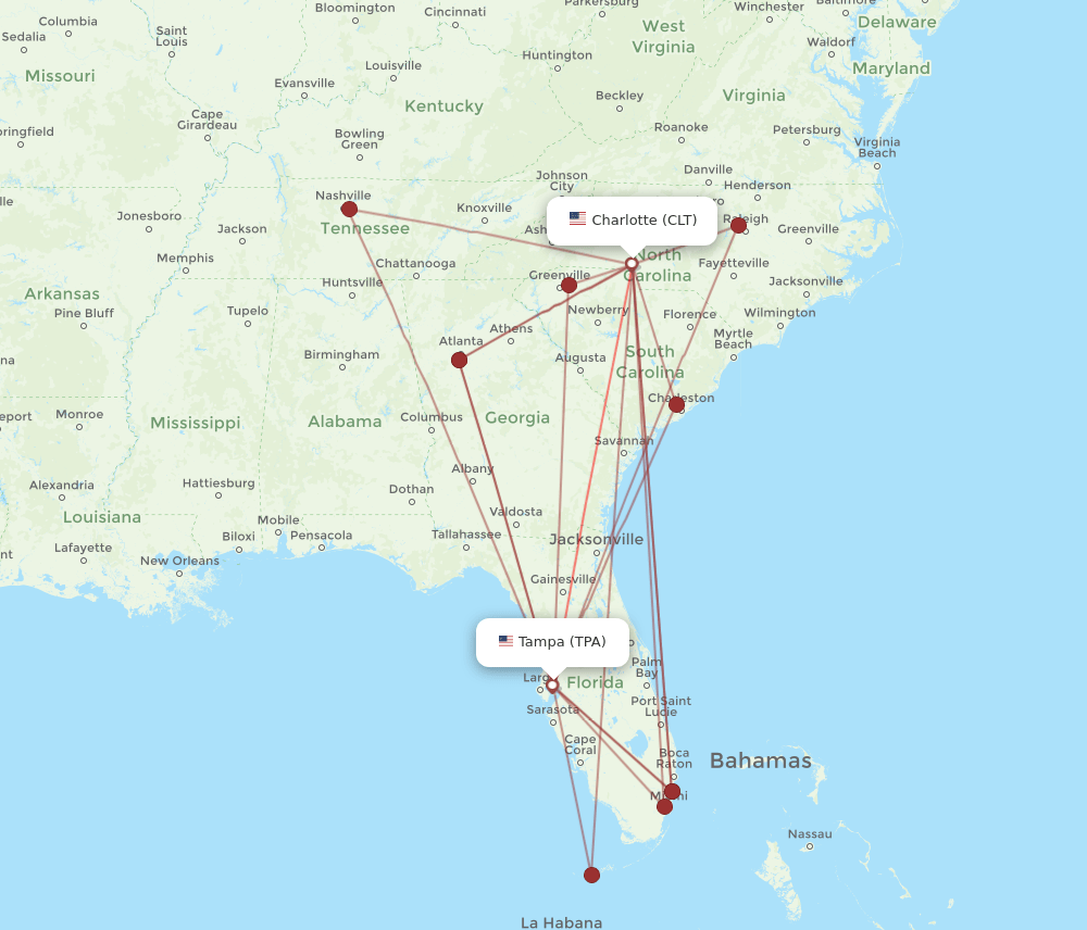 CLT-TPA flight routes