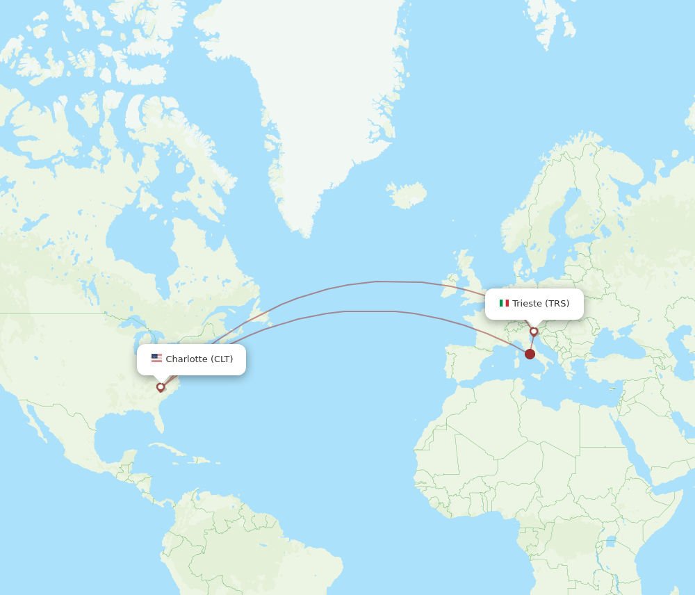 CLT-TRS flight routes