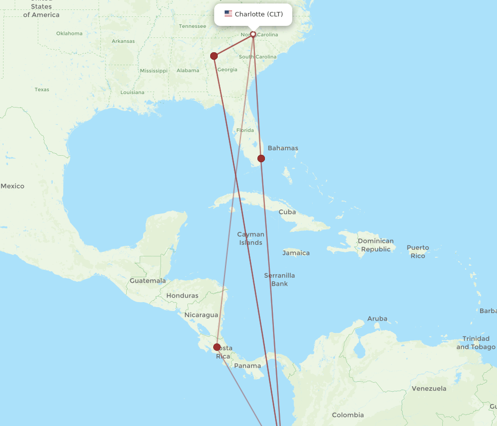 CLT-UIO flight routes