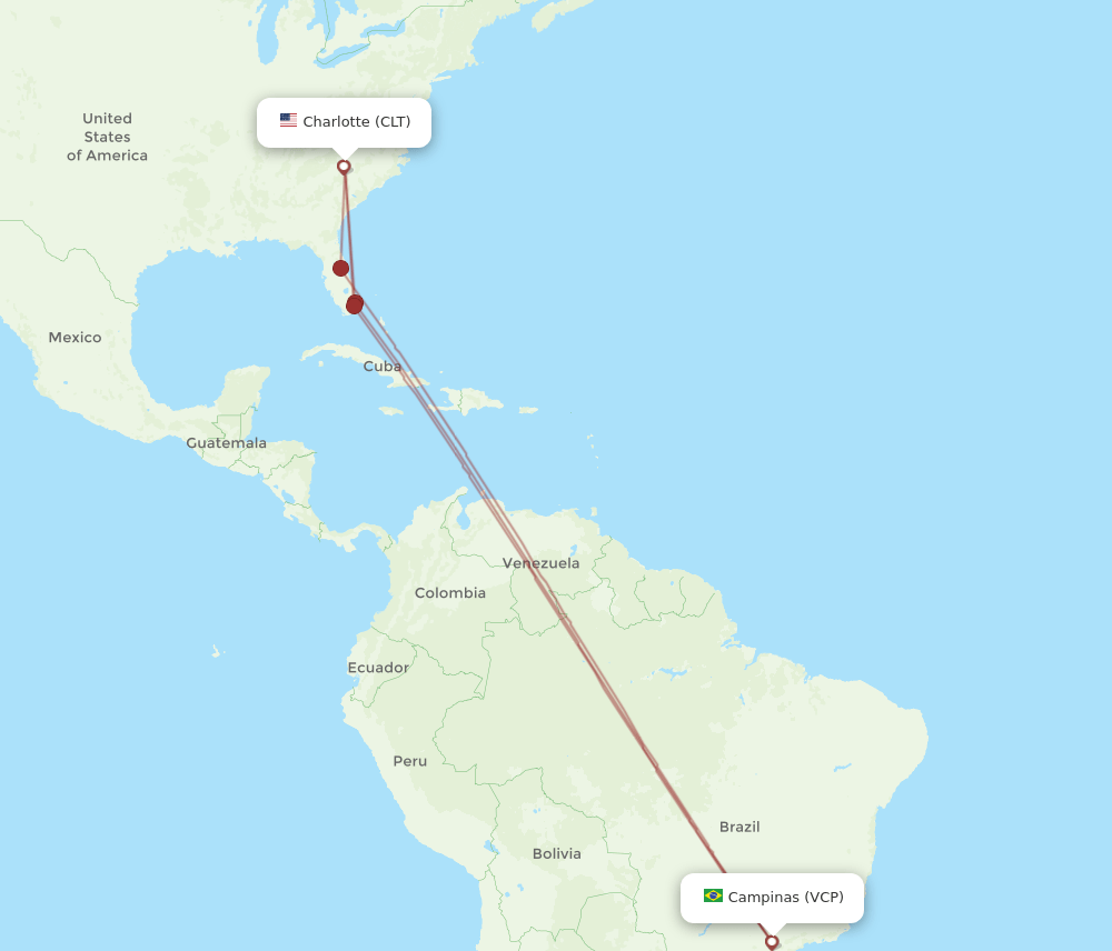 CLT-VCP flight routes