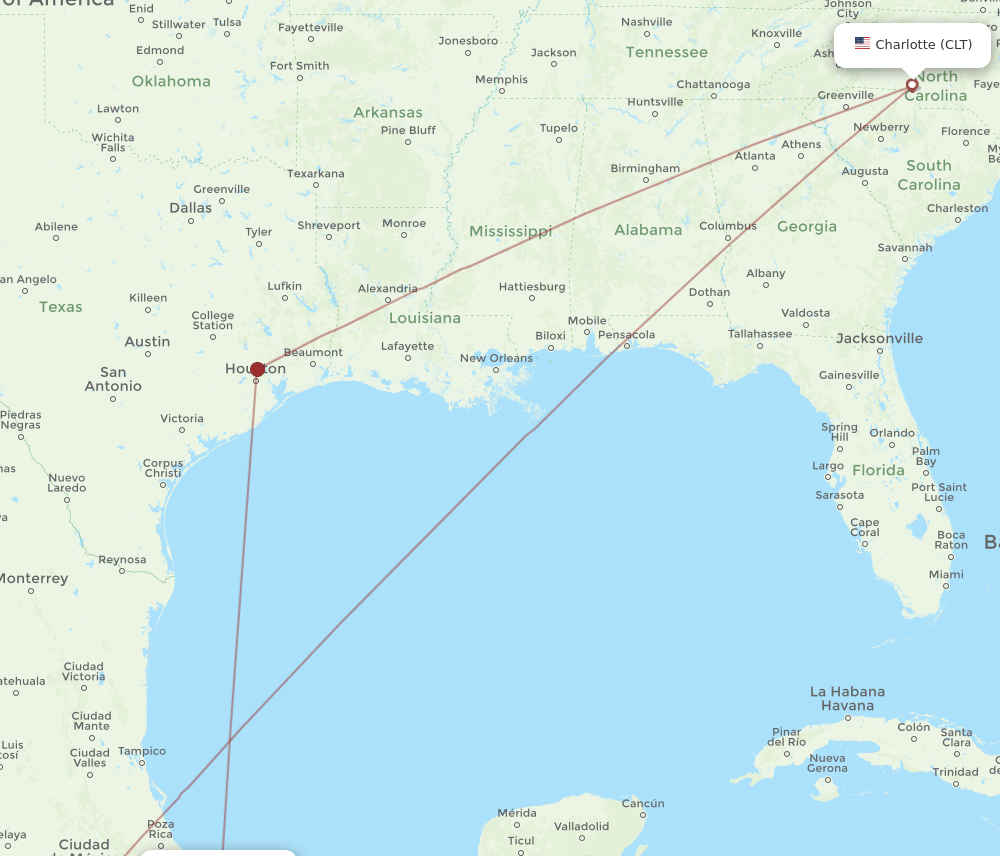 CLT-VER flight routes