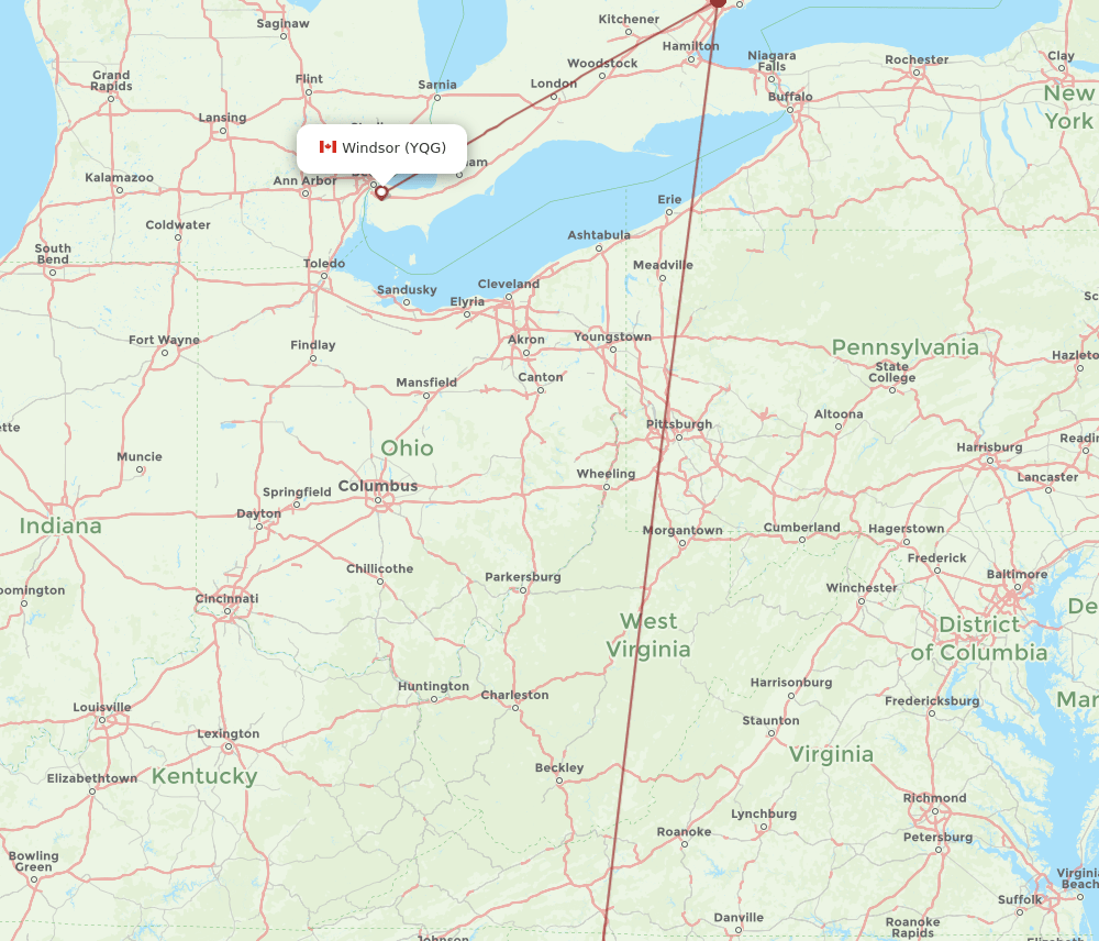 CLT-YQG flight routes