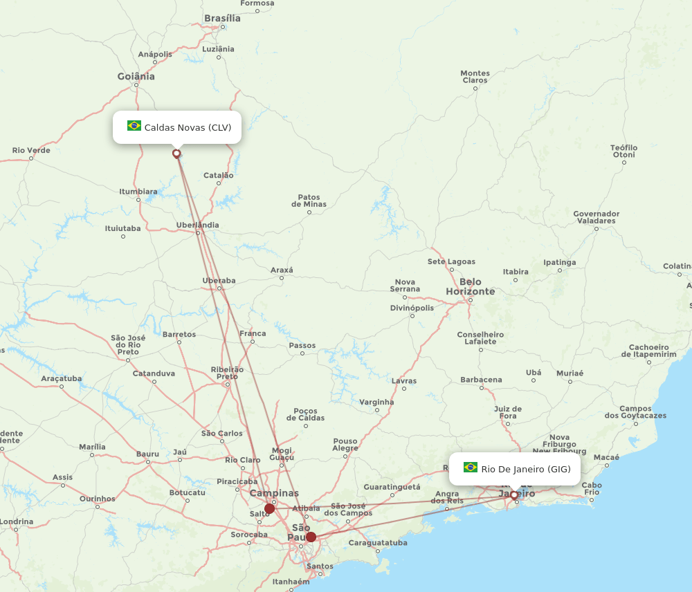 CLV-GIG flight routes