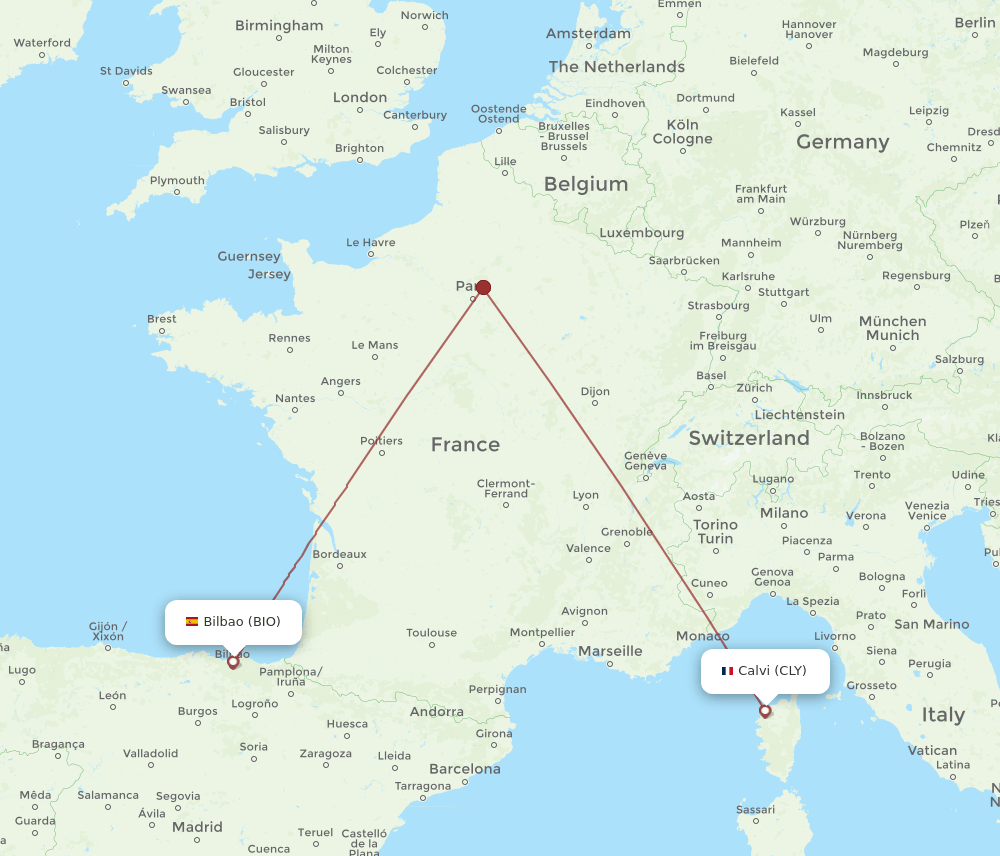 CLY-BIO flight routes