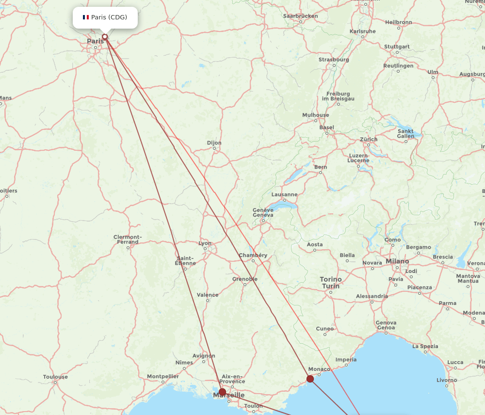CLY-CDG flight routes