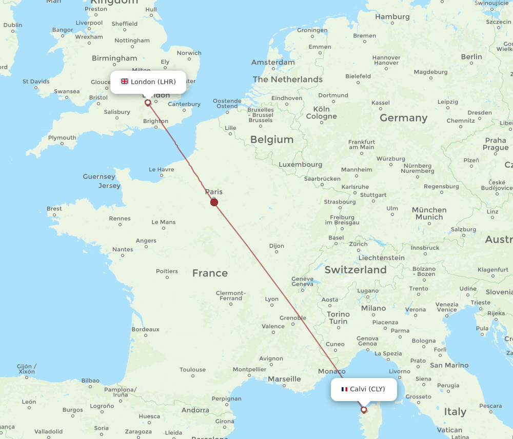 CLY-LHR flight routes