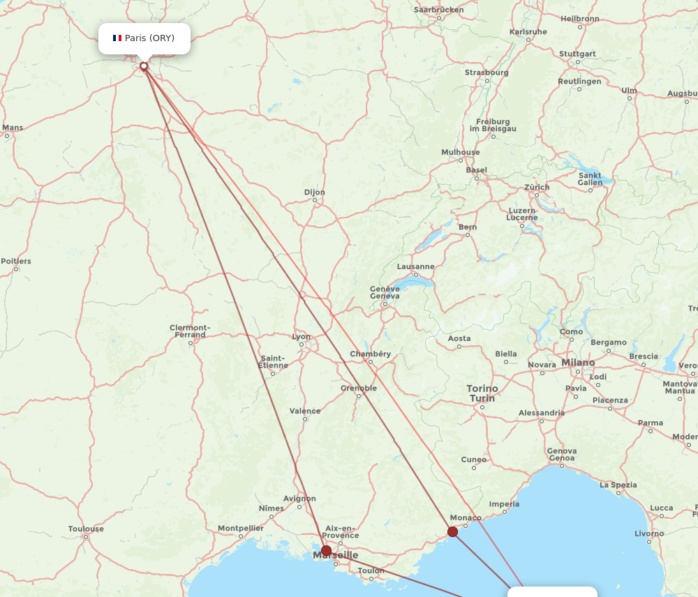 CLY to ORY flights and routes map