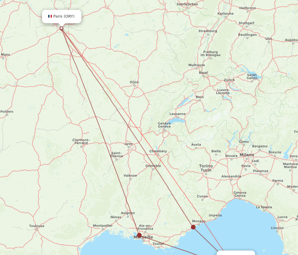 CLY-ORY flight routes