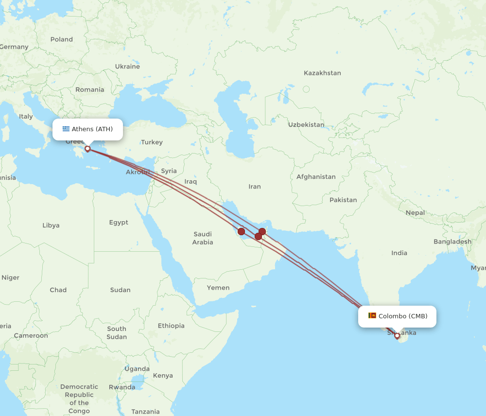 CMB-ATH flight routes