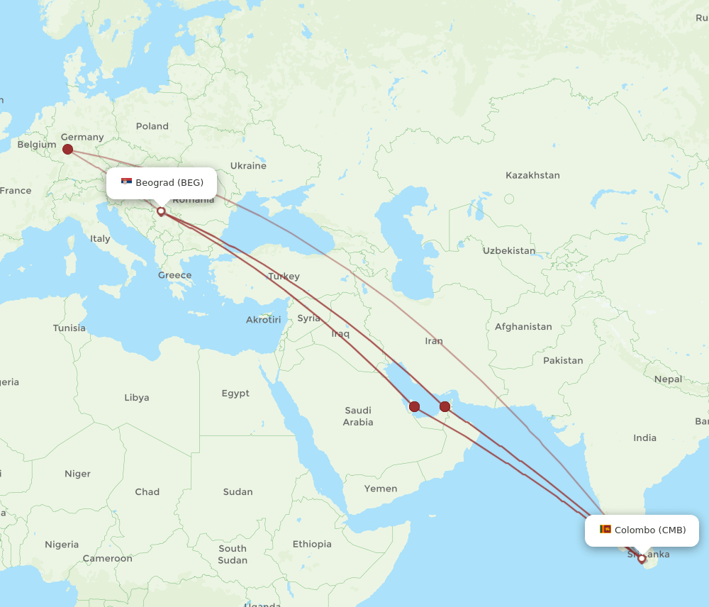 CMB-BEG flight routes