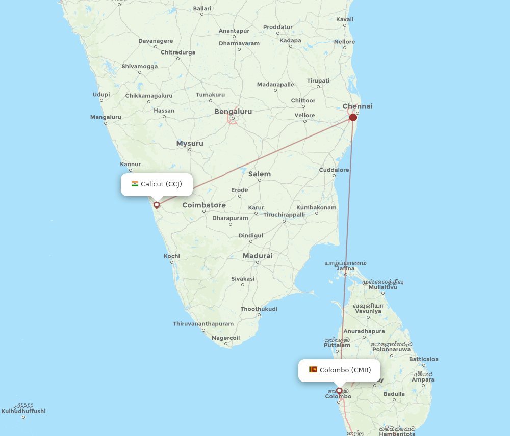 CMB-CCJ flight routes