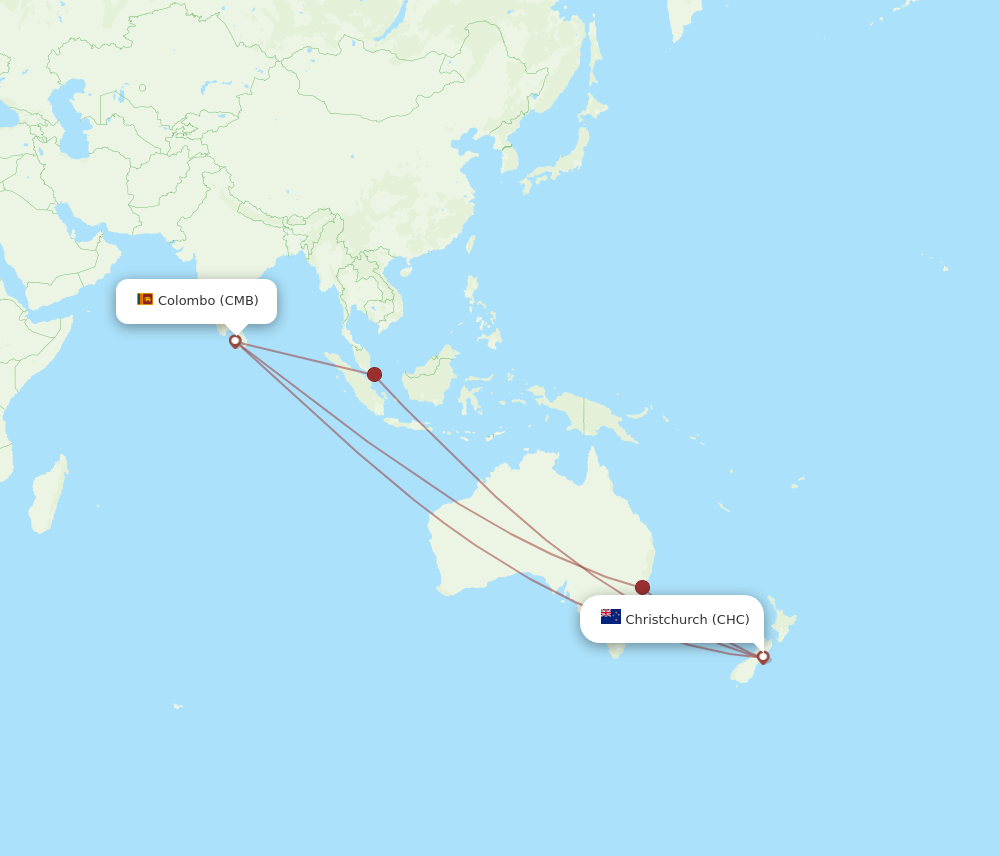 CMB-CHC flight routes
