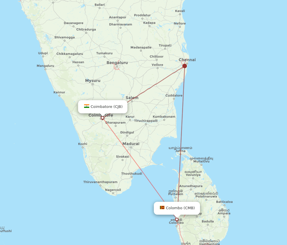 CMB-CJB flight routes