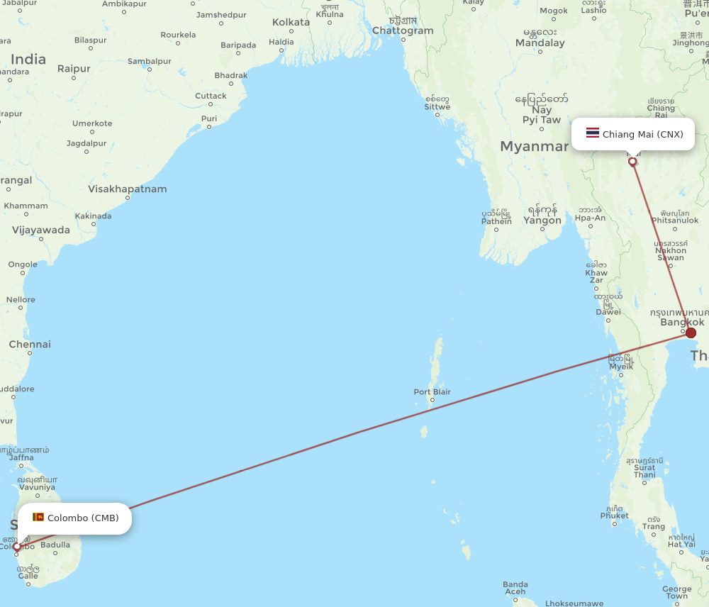 CMB-CNX flight routes