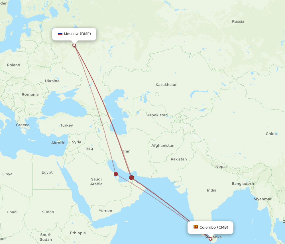 CMB-DME flight routes