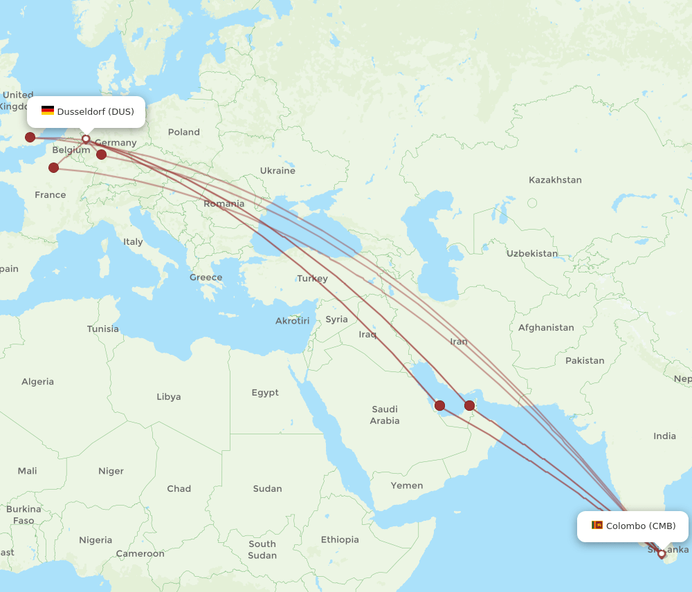 CMB-DUS flight routes