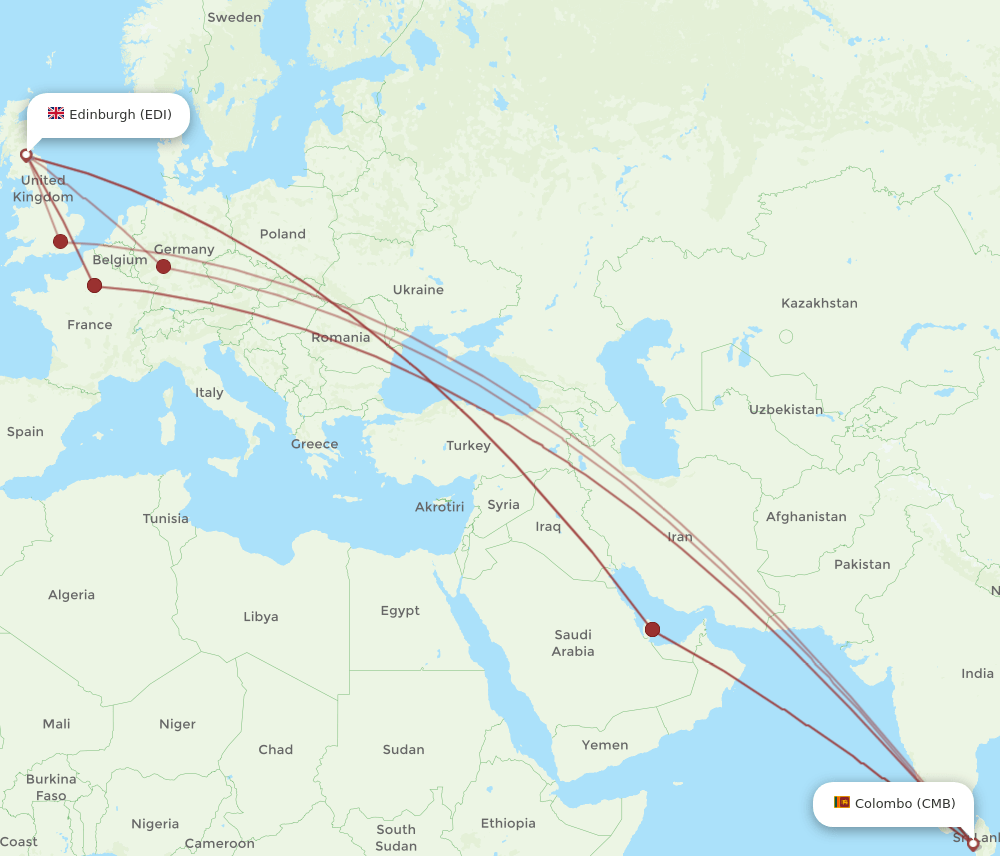 CMB-EDI flight routes