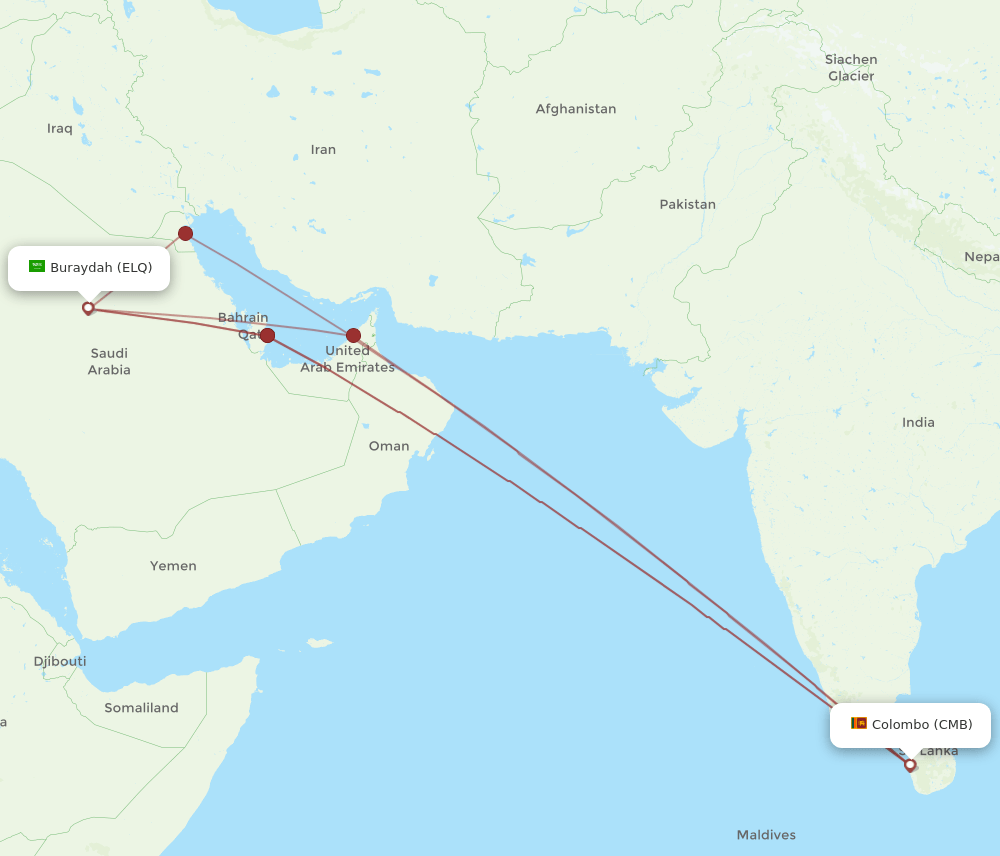 CMB-ELQ flight routes