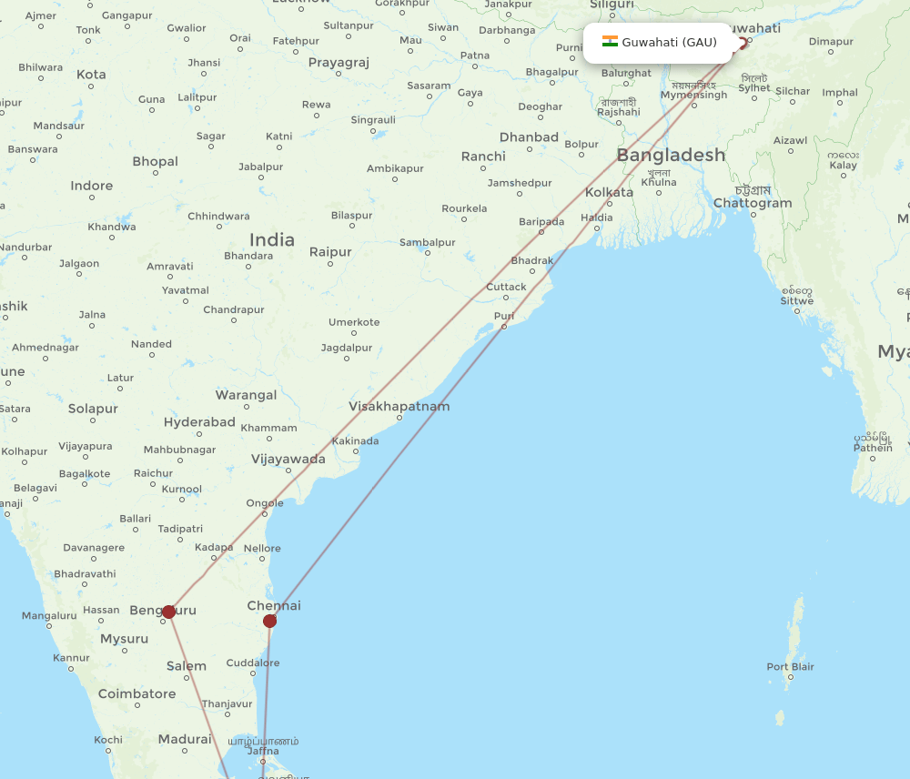 CMB-GAU flight routes
