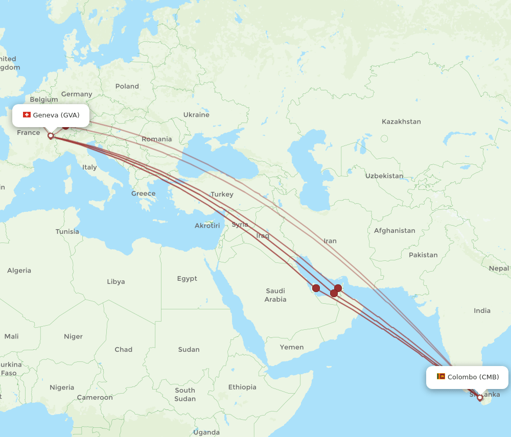 CMB-GVA flight routes