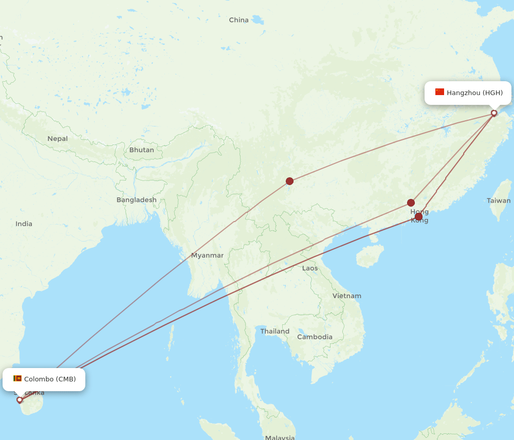 CMB-HGH flight routes