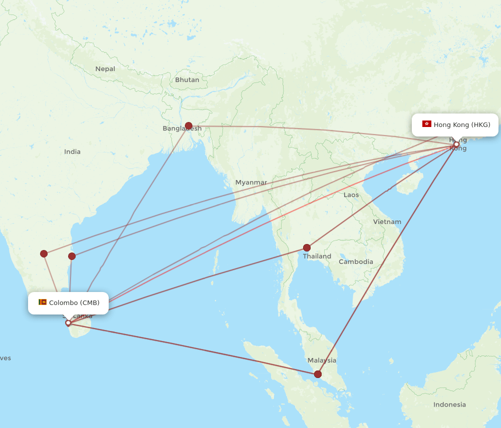 CMB-HKG flight routes