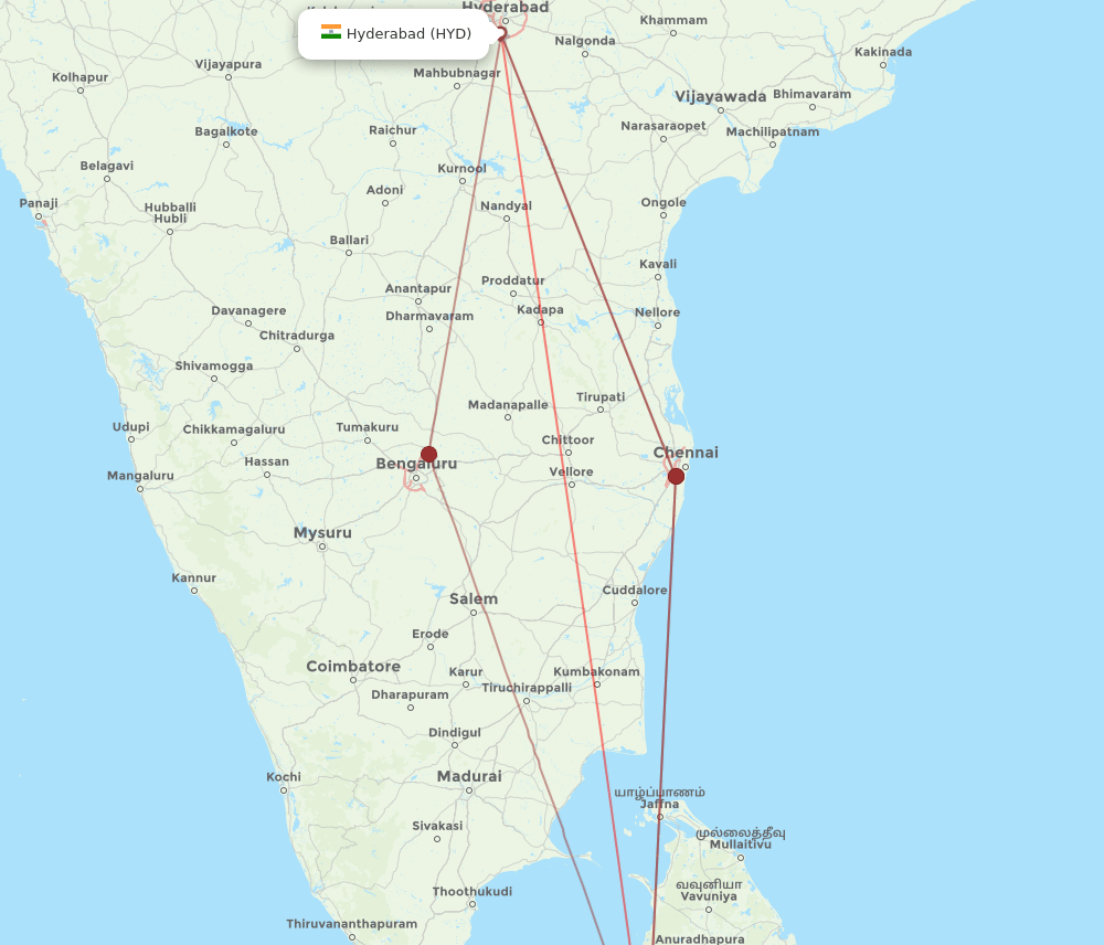 CMB-HYD flight routes