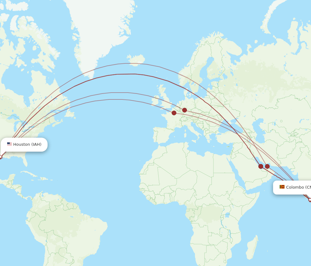 CMB-IAH flight routes