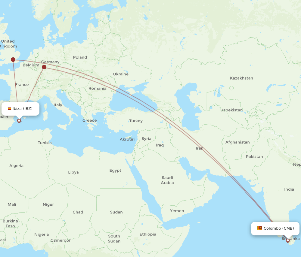 CMB-IBZ flight routes