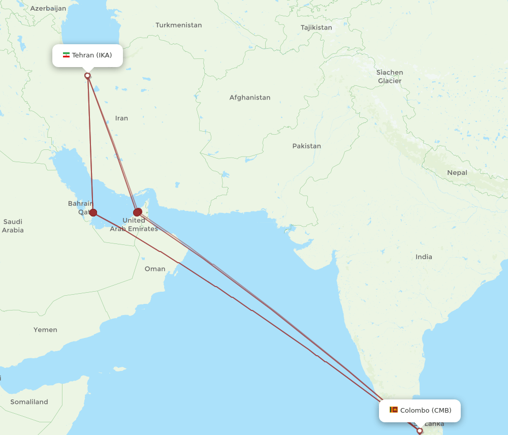 CMB-IKA flight routes