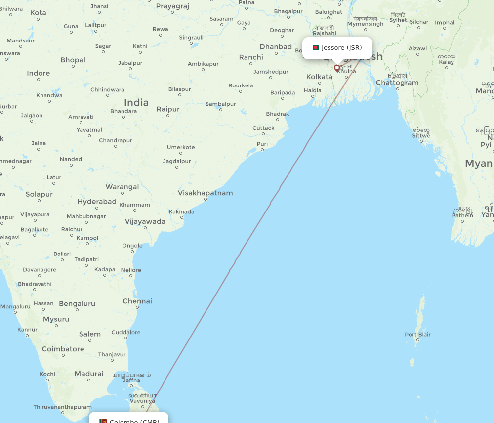 CMB-JSR flight routes