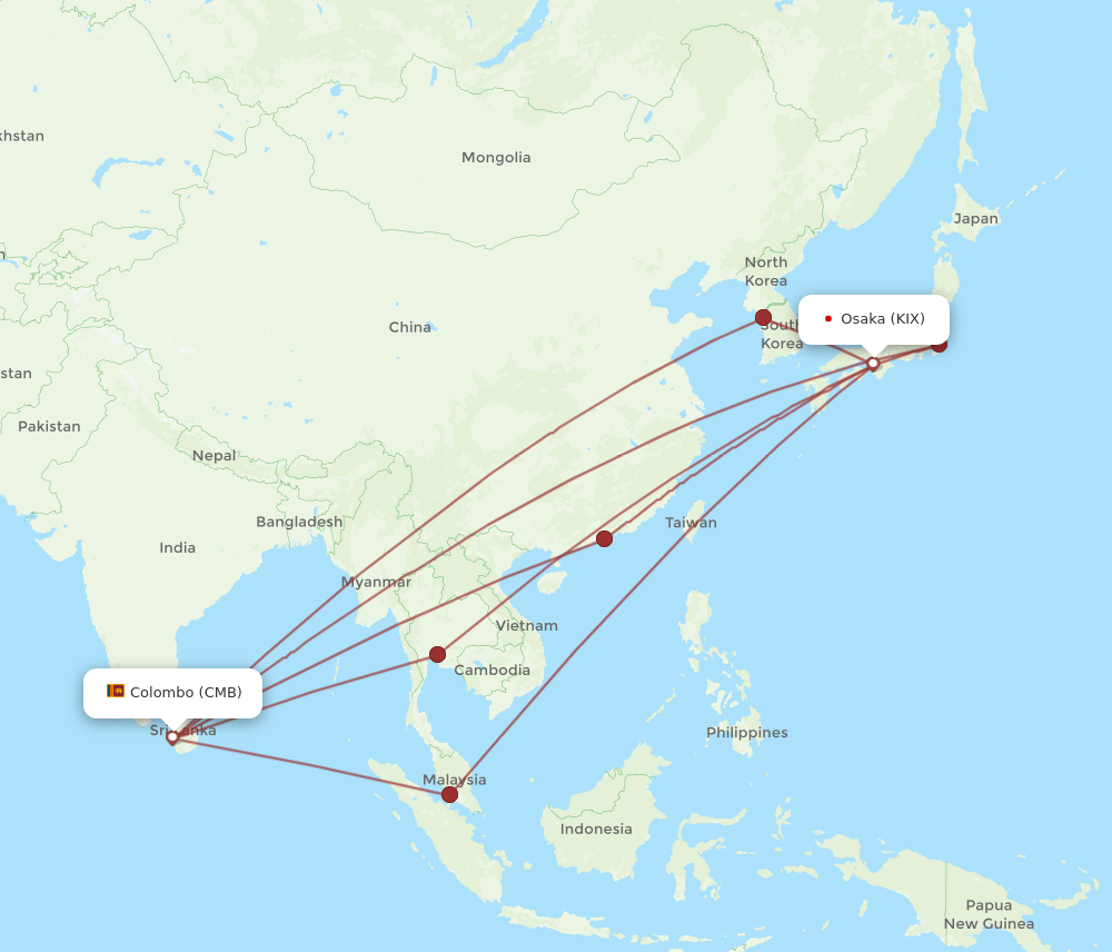 CMB-KIX flight routes