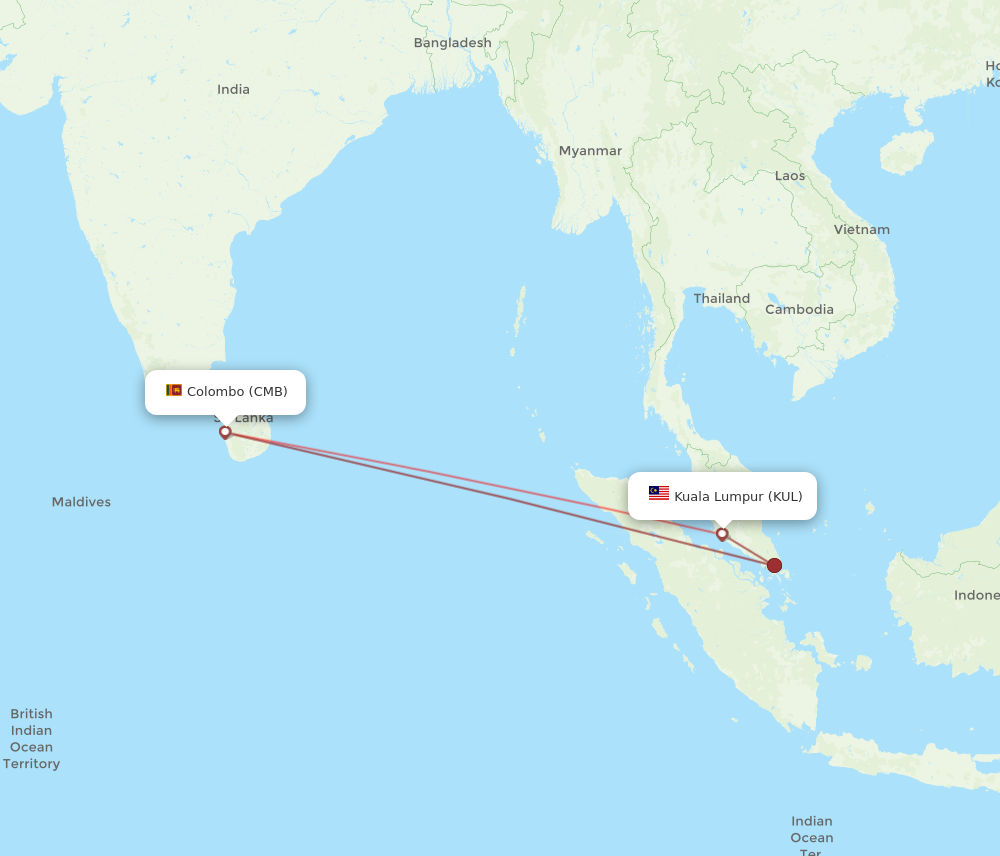 CMB to KUL flights and routes map