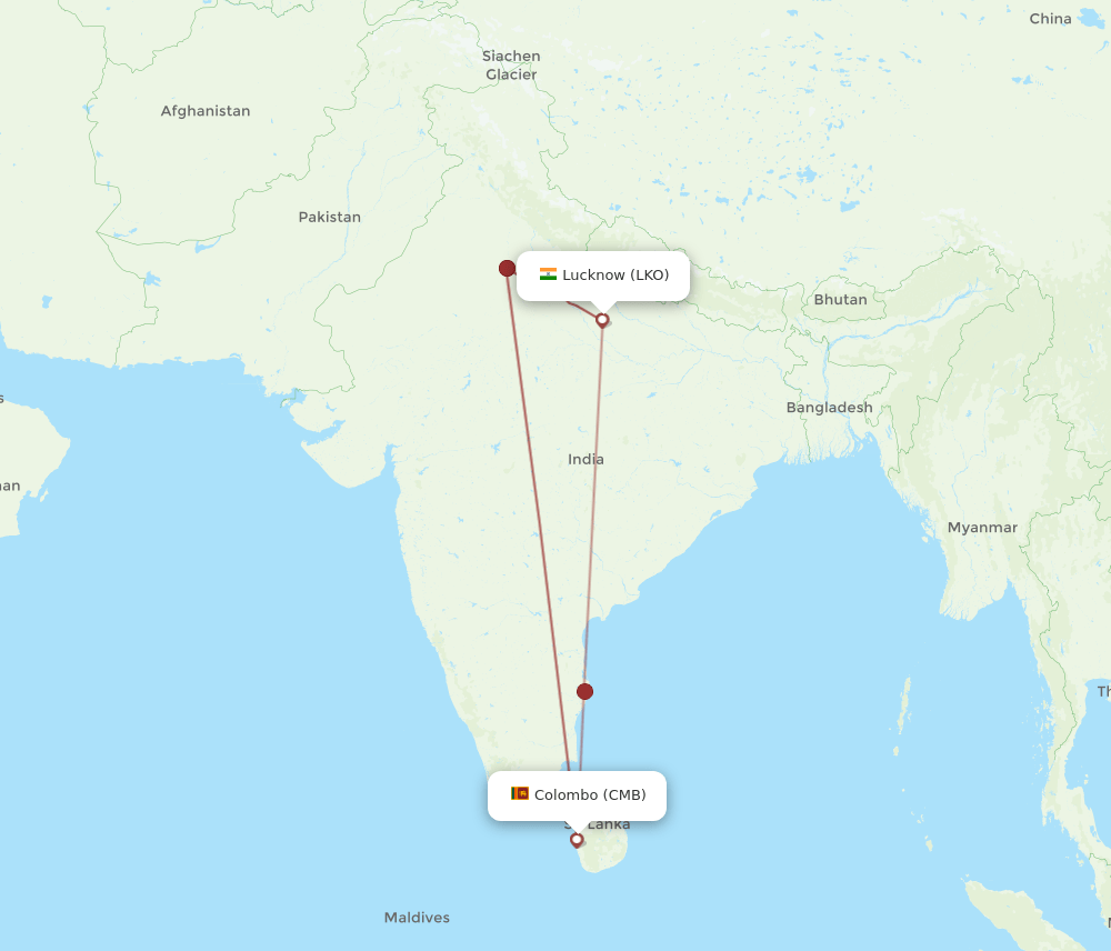 CMB-LKO flight routes