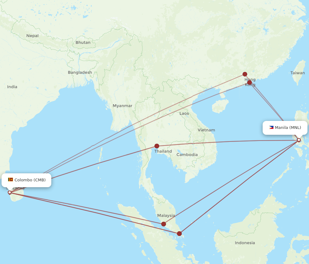 CMB-MNL flight routes