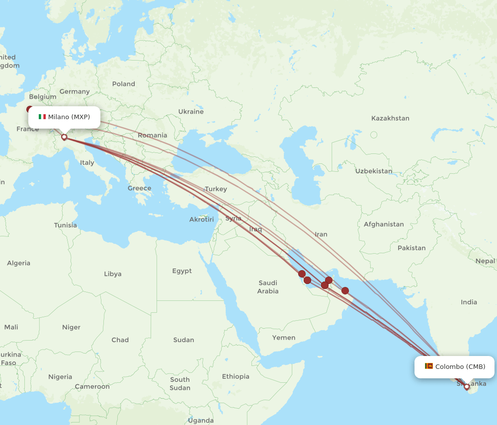 CMB-MXP flight routes