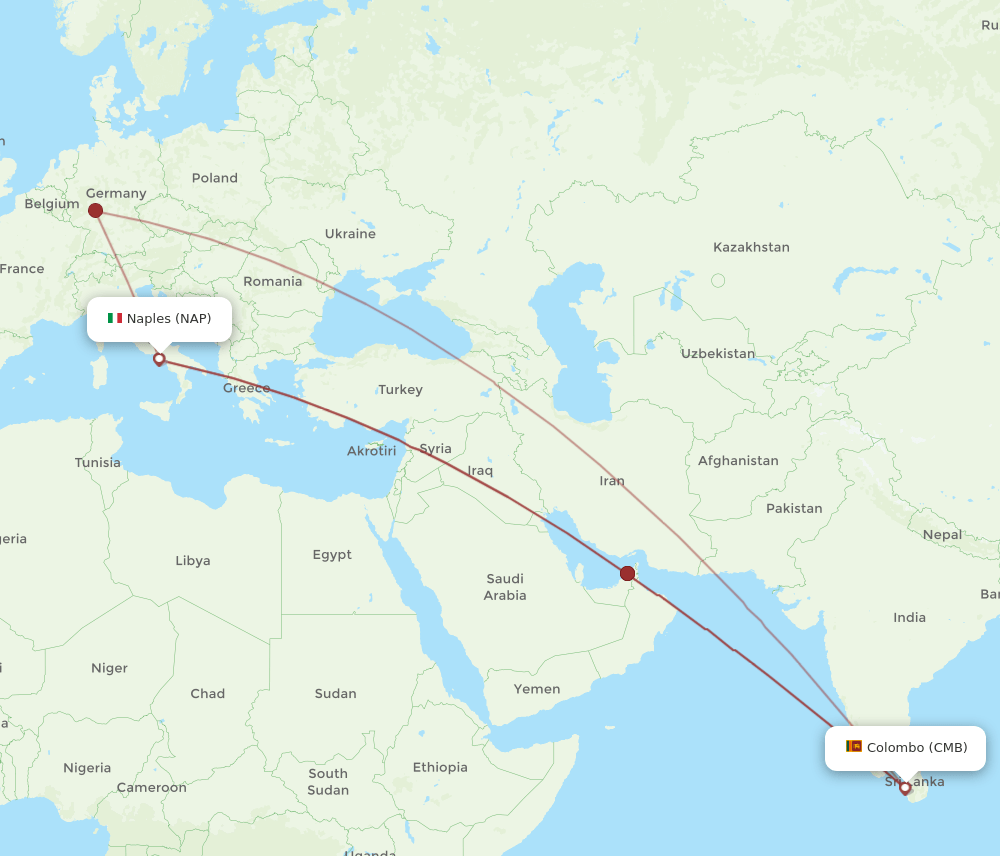 CMB-NAP flight routes